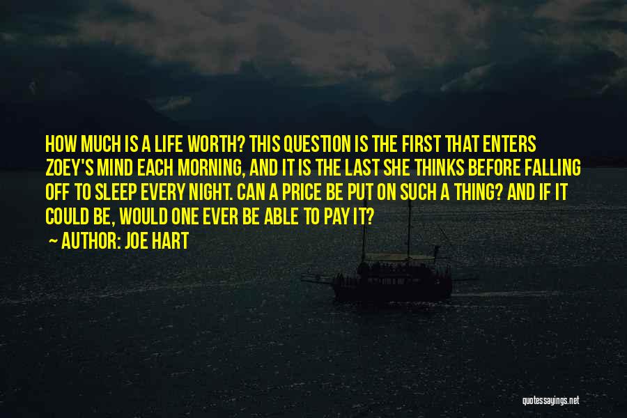 Joe Hart Quotes: How Much Is A Life Worth? This Question Is The First That Enters Zoey's Mind Each Morning, And It Is