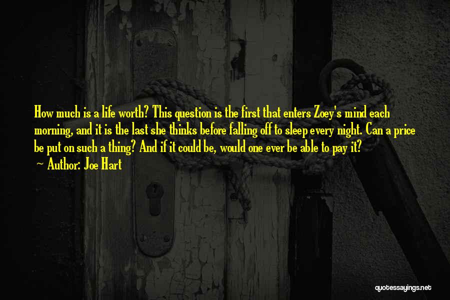 Joe Hart Quotes: How Much Is A Life Worth? This Question Is The First That Enters Zoey's Mind Each Morning, And It Is