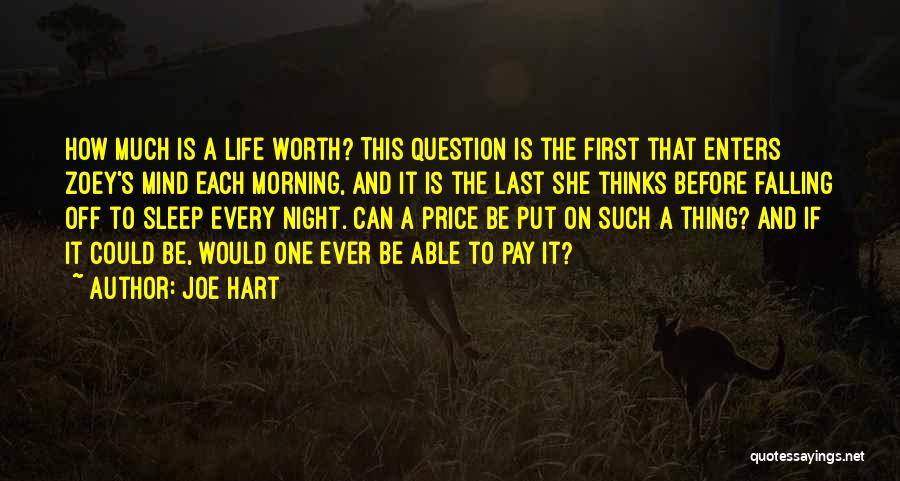 Joe Hart Quotes: How Much Is A Life Worth? This Question Is The First That Enters Zoey's Mind Each Morning, And It Is