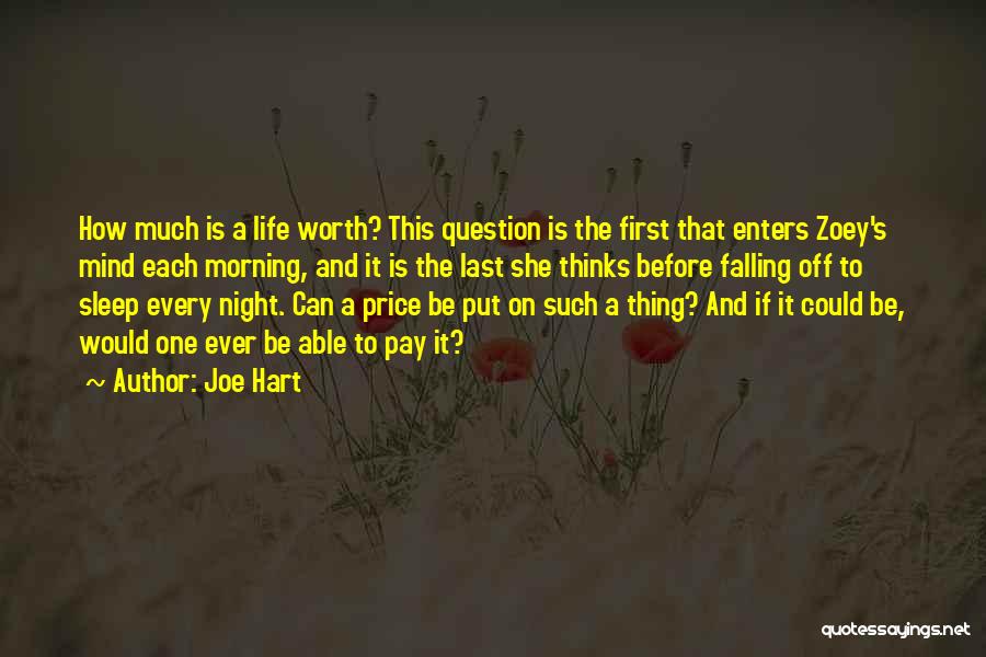 Joe Hart Quotes: How Much Is A Life Worth? This Question Is The First That Enters Zoey's Mind Each Morning, And It Is