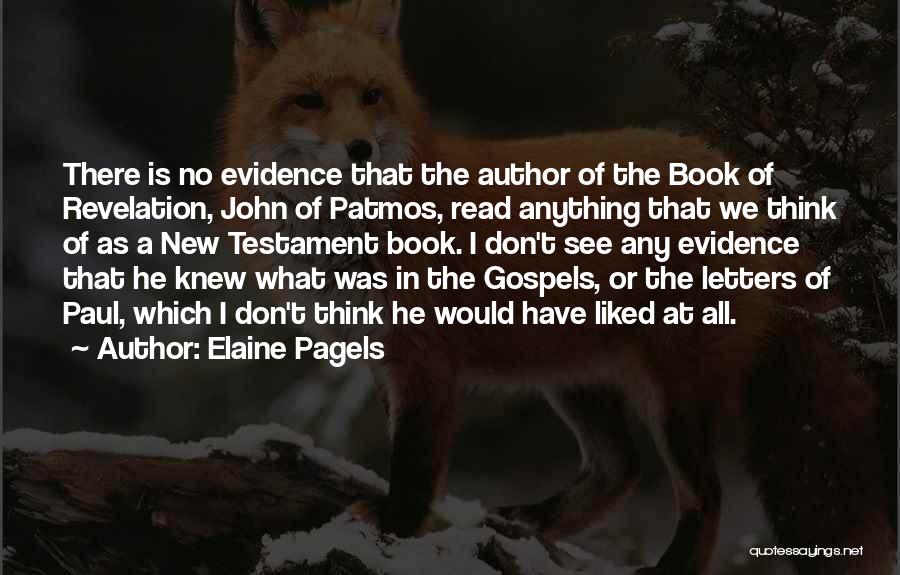 Elaine Pagels Quotes: There Is No Evidence That The Author Of The Book Of Revelation, John Of Patmos, Read Anything That We Think