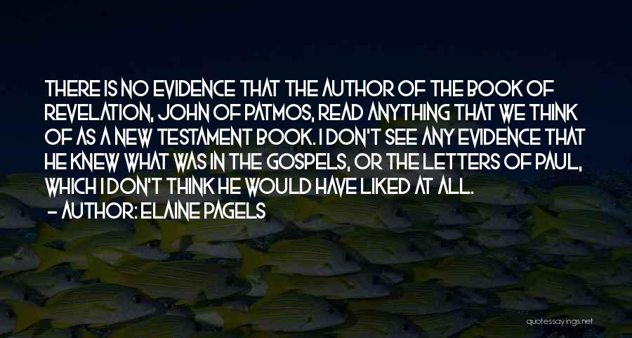 Elaine Pagels Quotes: There Is No Evidence That The Author Of The Book Of Revelation, John Of Patmos, Read Anything That We Think