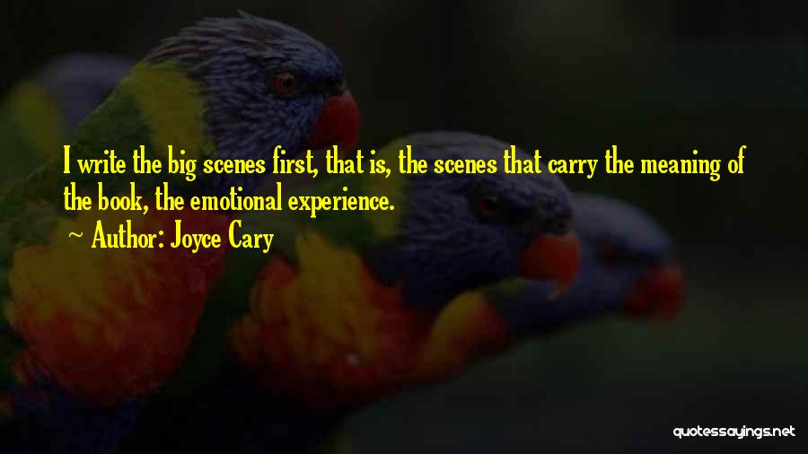 Joyce Cary Quotes: I Write The Big Scenes First, That Is, The Scenes That Carry The Meaning Of The Book, The Emotional Experience.