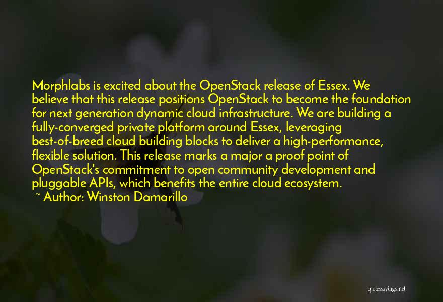 Winston Damarillo Quotes: Morphlabs Is Excited About The Openstack Release Of Essex. We Believe That This Release Positions Openstack To Become The Foundation