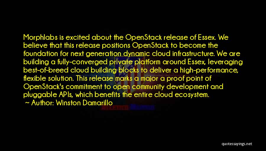 Winston Damarillo Quotes: Morphlabs Is Excited About The Openstack Release Of Essex. We Believe That This Release Positions Openstack To Become The Foundation