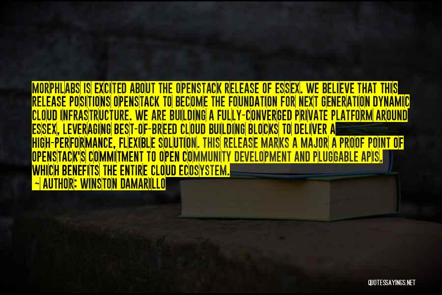 Winston Damarillo Quotes: Morphlabs Is Excited About The Openstack Release Of Essex. We Believe That This Release Positions Openstack To Become The Foundation