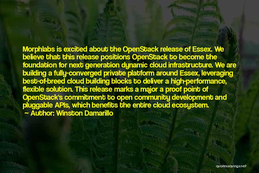 Winston Damarillo Quotes: Morphlabs Is Excited About The Openstack Release Of Essex. We Believe That This Release Positions Openstack To Become The Foundation