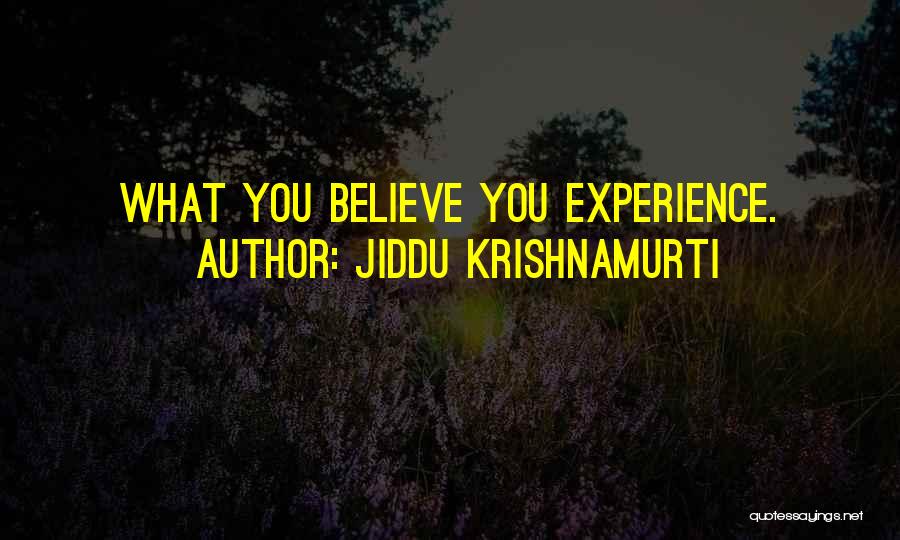 Jiddu Krishnamurti Quotes: What You Believe You Experience.