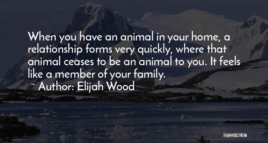 Elijah Wood Quotes: When You Have An Animal In Your Home, A Relationship Forms Very Quickly, Where That Animal Ceases To Be An