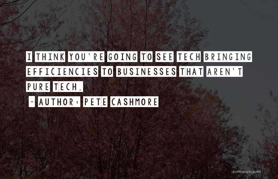 Pete Cashmore Quotes: I Think You're Going To See Tech Bringing Efficiencies To Businesses That Aren't Pure Tech.
