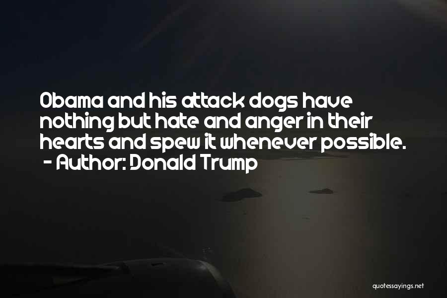 Donald Trump Quotes: Obama And His Attack Dogs Have Nothing But Hate And Anger In Their Hearts And Spew It Whenever Possible.