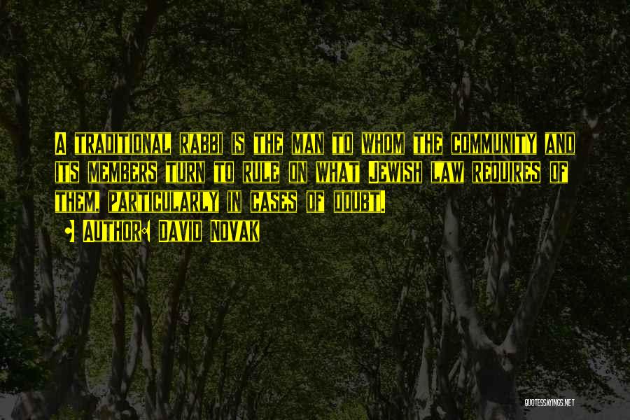 David Novak Quotes: A Traditional Rabbi Is The Man To Whom The Community And Its Members Turn To Rule On What Jewish Law