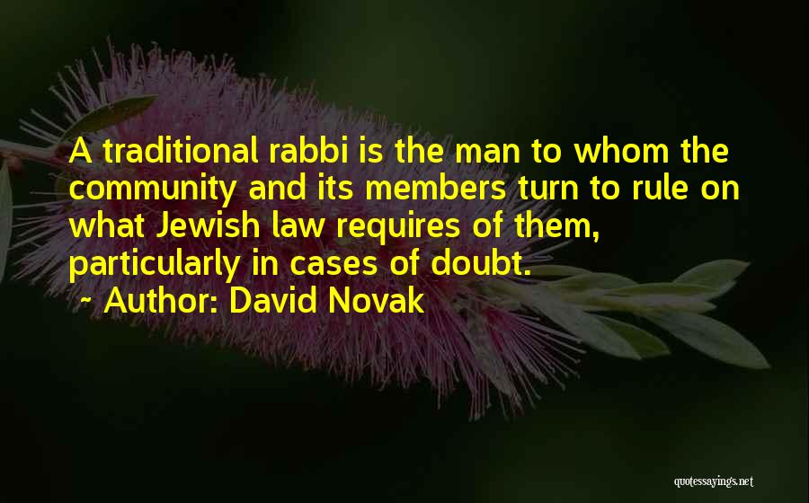 David Novak Quotes: A Traditional Rabbi Is The Man To Whom The Community And Its Members Turn To Rule On What Jewish Law