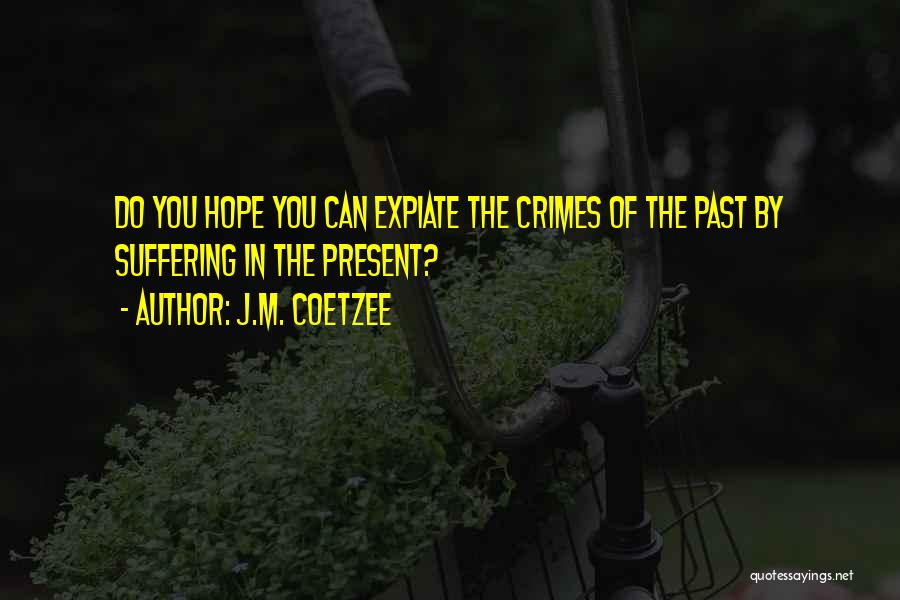 J.M. Coetzee Quotes: Do You Hope You Can Expiate The Crimes Of The Past By Suffering In The Present?