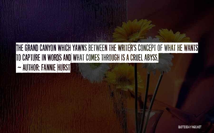 Fannie Hurst Quotes: The Grand Canyon Which Yawns Between The Writer's Concept Of What He Wants To Capture In Words And What Comes