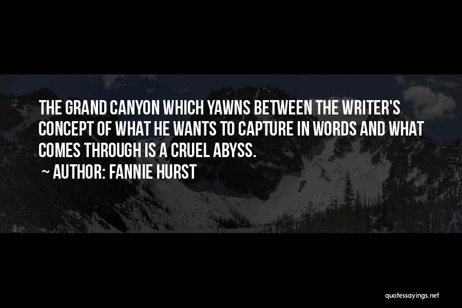 Fannie Hurst Quotes: The Grand Canyon Which Yawns Between The Writer's Concept Of What He Wants To Capture In Words And What Comes