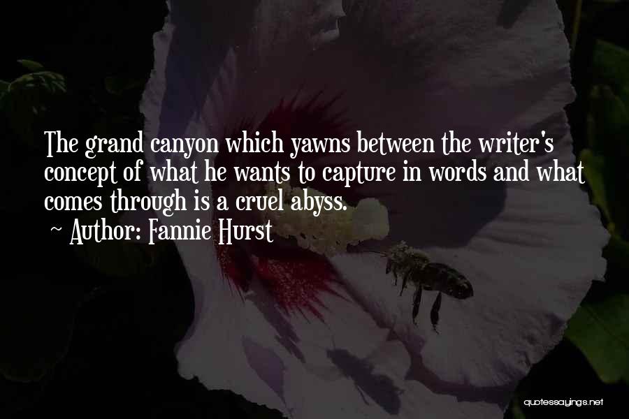 Fannie Hurst Quotes: The Grand Canyon Which Yawns Between The Writer's Concept Of What He Wants To Capture In Words And What Comes