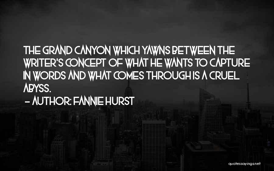 Fannie Hurst Quotes: The Grand Canyon Which Yawns Between The Writer's Concept Of What He Wants To Capture In Words And What Comes