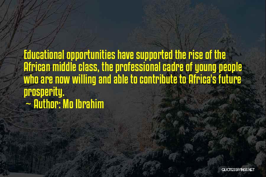 Mo Ibrahim Quotes: Educational Opportunities Have Supported The Rise Of The African Middle Class, The Professional Cadre Of Young People Who Are Now