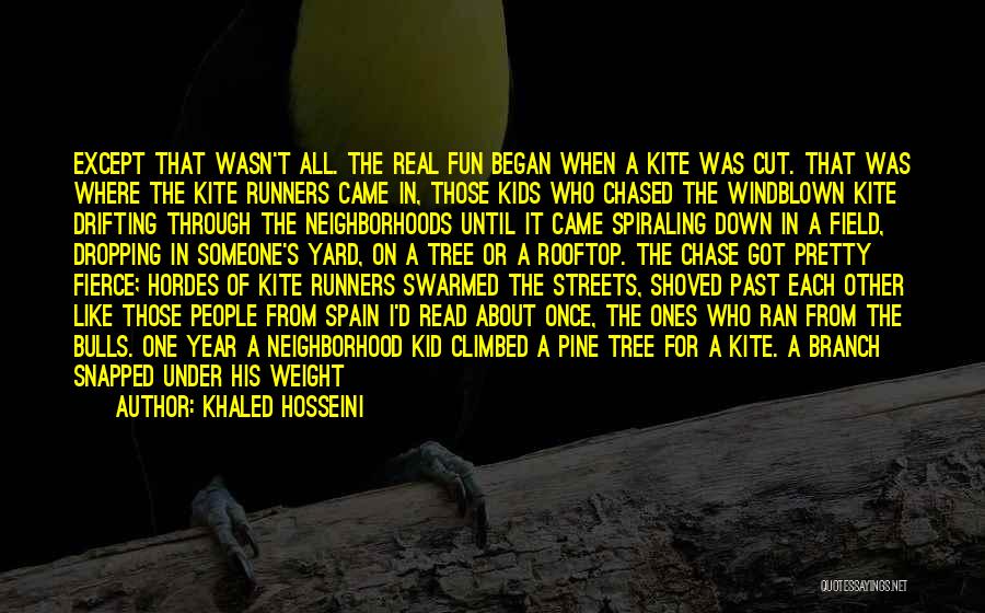 Khaled Hosseini Quotes: Except That Wasn't All. The Real Fun Began When A Kite Was Cut. That Was Where The Kite Runners Came