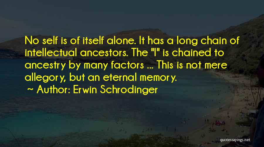 Erwin Schrodinger Quotes: No Self Is Of Itself Alone. It Has A Long Chain Of Intellectual Ancestors. The I Is Chained To Ancestry