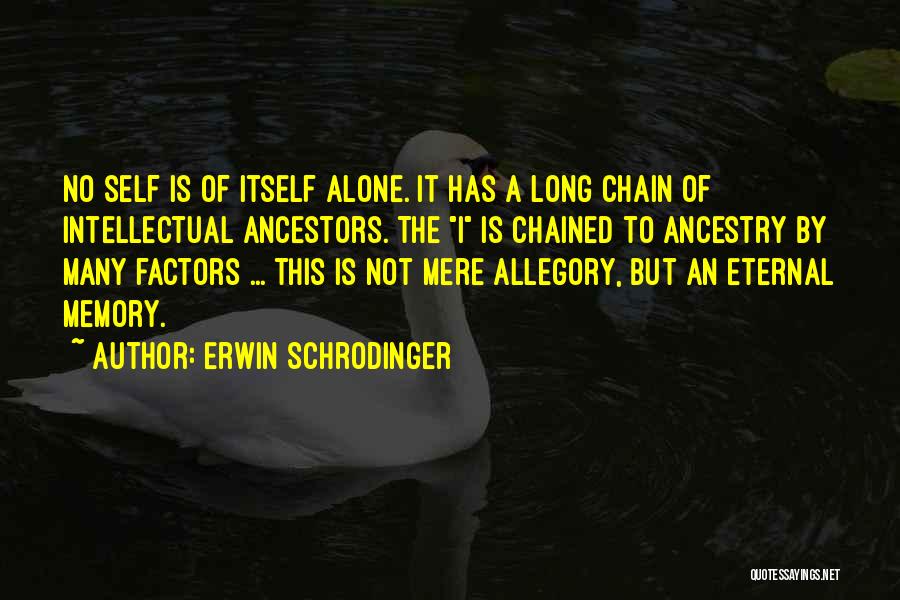 Erwin Schrodinger Quotes: No Self Is Of Itself Alone. It Has A Long Chain Of Intellectual Ancestors. The I Is Chained To Ancestry