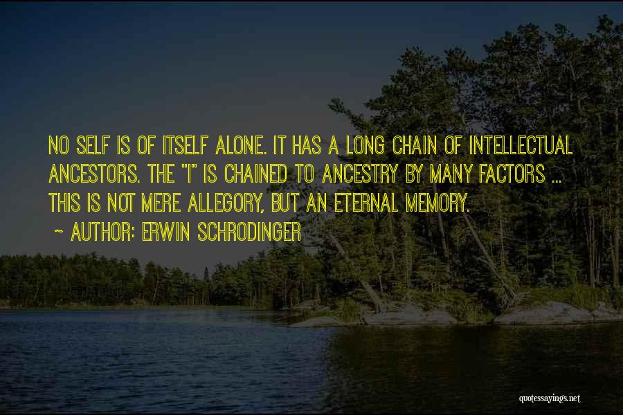 Erwin Schrodinger Quotes: No Self Is Of Itself Alone. It Has A Long Chain Of Intellectual Ancestors. The I Is Chained To Ancestry