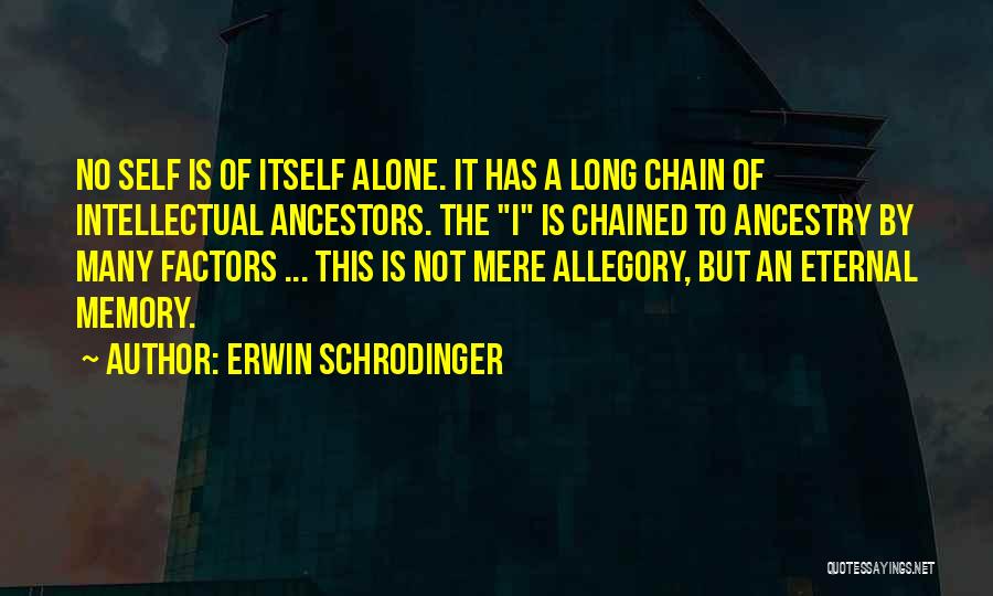 Erwin Schrodinger Quotes: No Self Is Of Itself Alone. It Has A Long Chain Of Intellectual Ancestors. The I Is Chained To Ancestry