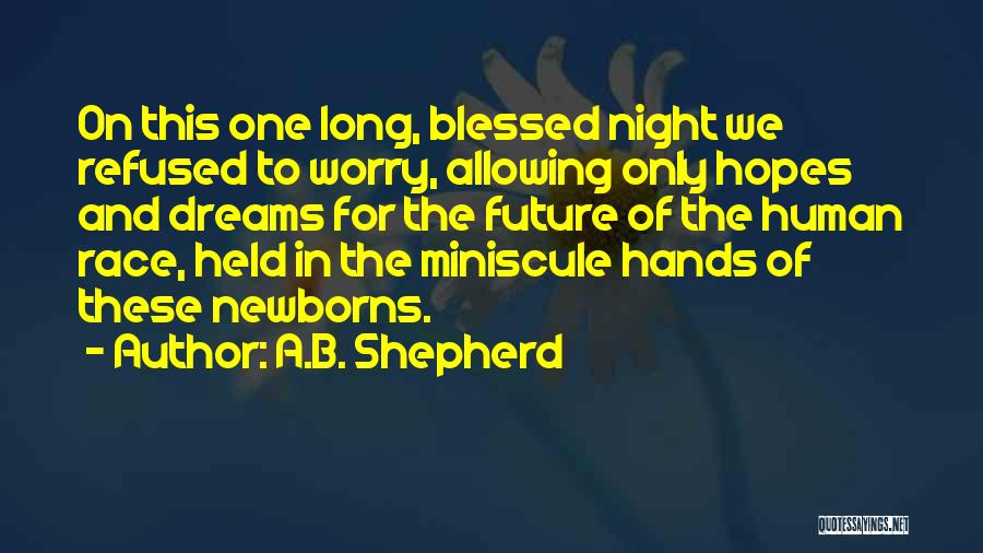 A.B. Shepherd Quotes: On This One Long, Blessed Night We Refused To Worry, Allowing Only Hopes And Dreams For The Future Of The