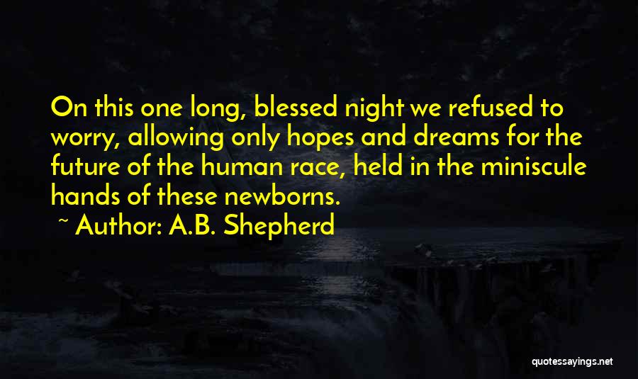 A.B. Shepherd Quotes: On This One Long, Blessed Night We Refused To Worry, Allowing Only Hopes And Dreams For The Future Of The