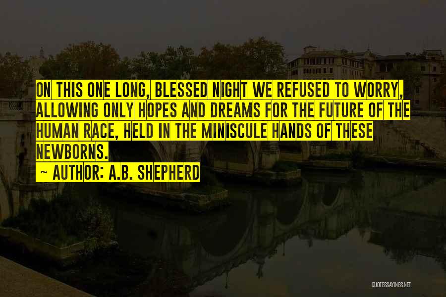 A.B. Shepherd Quotes: On This One Long, Blessed Night We Refused To Worry, Allowing Only Hopes And Dreams For The Future Of The