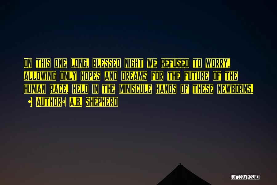 A.B. Shepherd Quotes: On This One Long, Blessed Night We Refused To Worry, Allowing Only Hopes And Dreams For The Future Of The