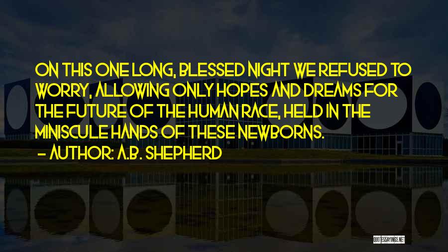 A.B. Shepherd Quotes: On This One Long, Blessed Night We Refused To Worry, Allowing Only Hopes And Dreams For The Future Of The