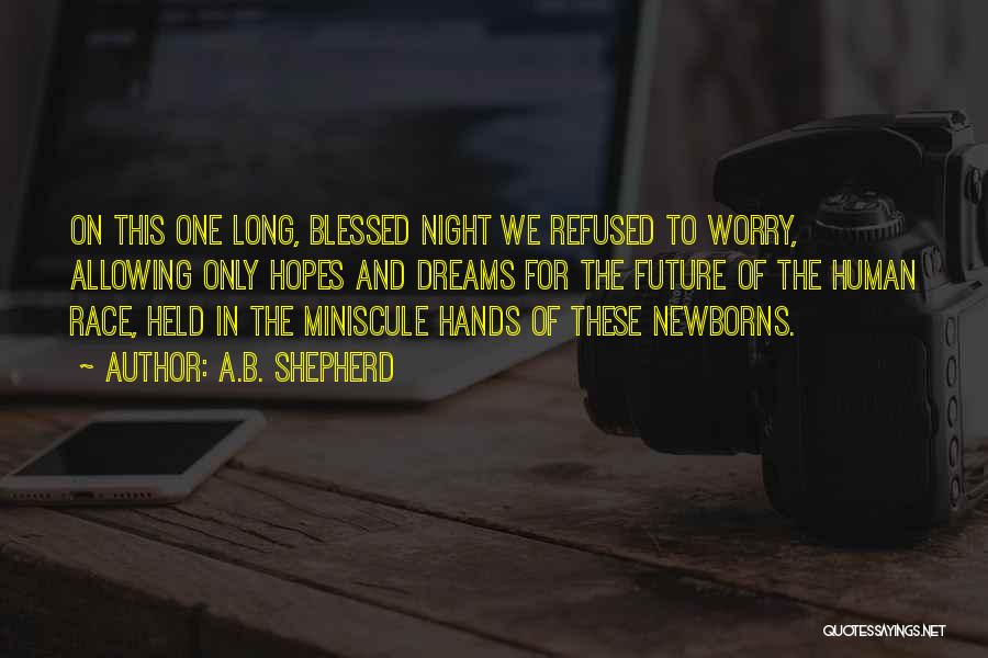 A.B. Shepherd Quotes: On This One Long, Blessed Night We Refused To Worry, Allowing Only Hopes And Dreams For The Future Of The