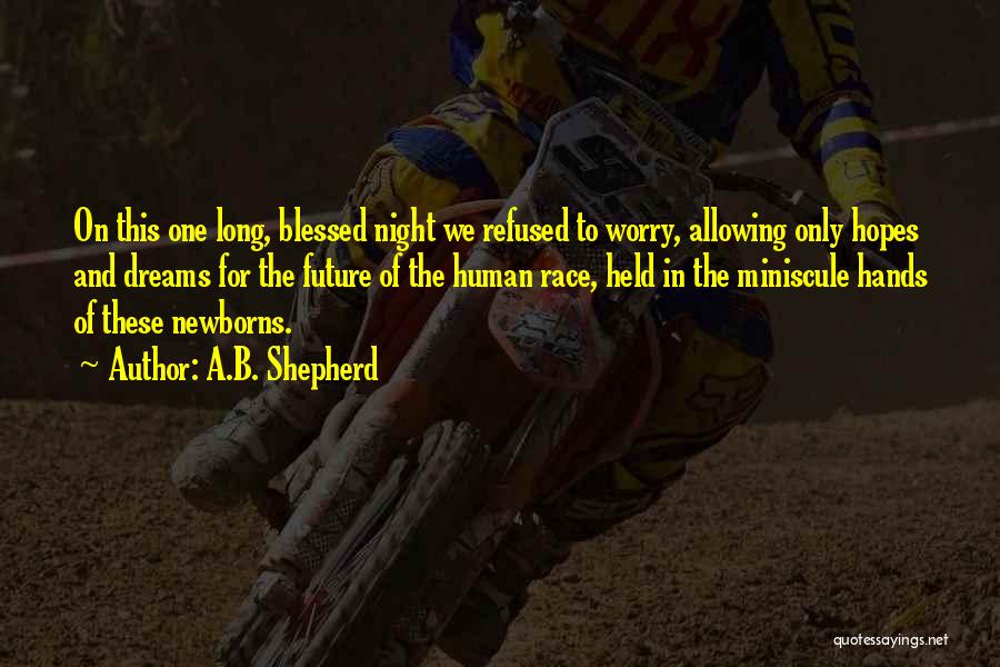 A.B. Shepherd Quotes: On This One Long, Blessed Night We Refused To Worry, Allowing Only Hopes And Dreams For The Future Of The