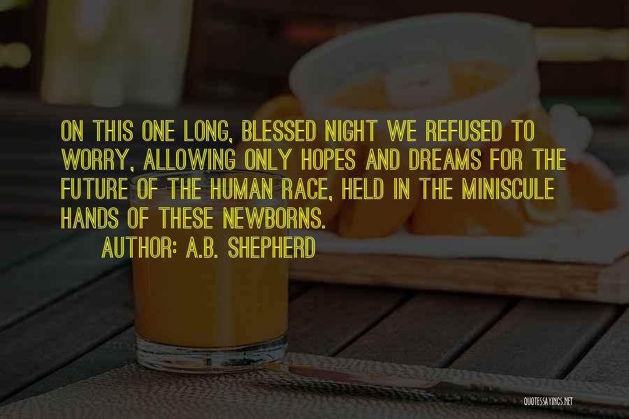 A.B. Shepherd Quotes: On This One Long, Blessed Night We Refused To Worry, Allowing Only Hopes And Dreams For The Future Of The