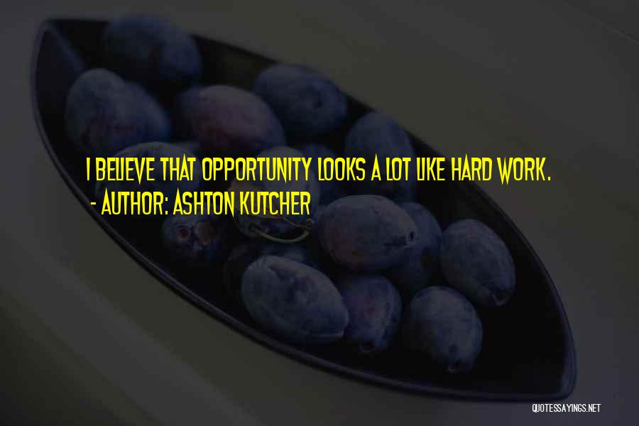 Ashton Kutcher Quotes: I Believe That Opportunity Looks A Lot Like Hard Work.