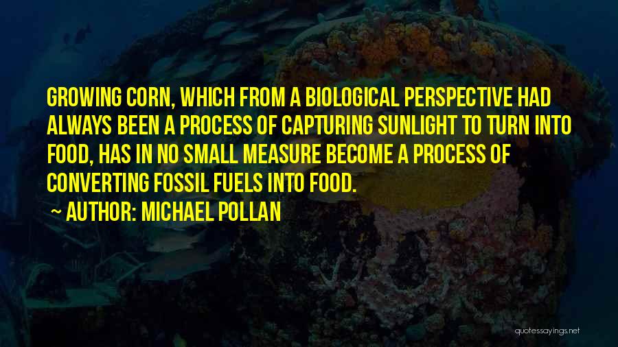 Michael Pollan Quotes: Growing Corn, Which From A Biological Perspective Had Always Been A Process Of Capturing Sunlight To Turn Into Food, Has