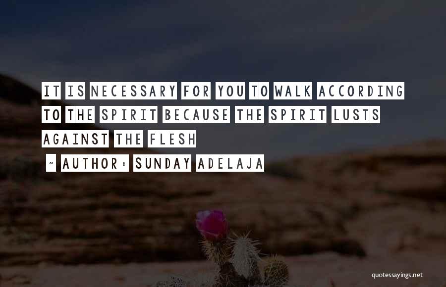 Sunday Adelaja Quotes: It Is Necessary For You To Walk According To The Spirit Because The Spirit Lusts Against The Flesh