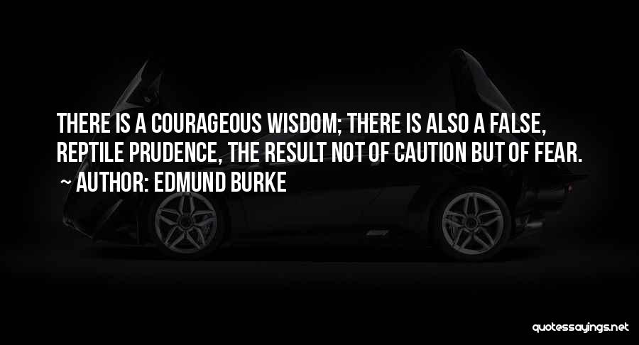 Edmund Burke Quotes: There Is A Courageous Wisdom; There Is Also A False, Reptile Prudence, The Result Not Of Caution But Of Fear.