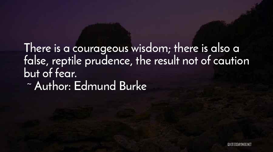 Edmund Burke Quotes: There Is A Courageous Wisdom; There Is Also A False, Reptile Prudence, The Result Not Of Caution But Of Fear.