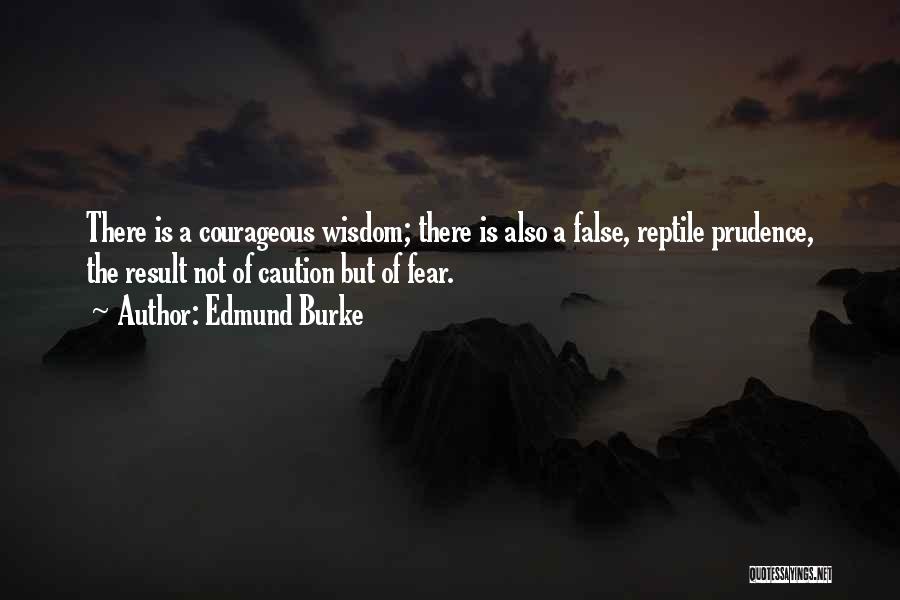 Edmund Burke Quotes: There Is A Courageous Wisdom; There Is Also A False, Reptile Prudence, The Result Not Of Caution But Of Fear.