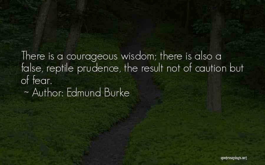 Edmund Burke Quotes: There Is A Courageous Wisdom; There Is Also A False, Reptile Prudence, The Result Not Of Caution But Of Fear.