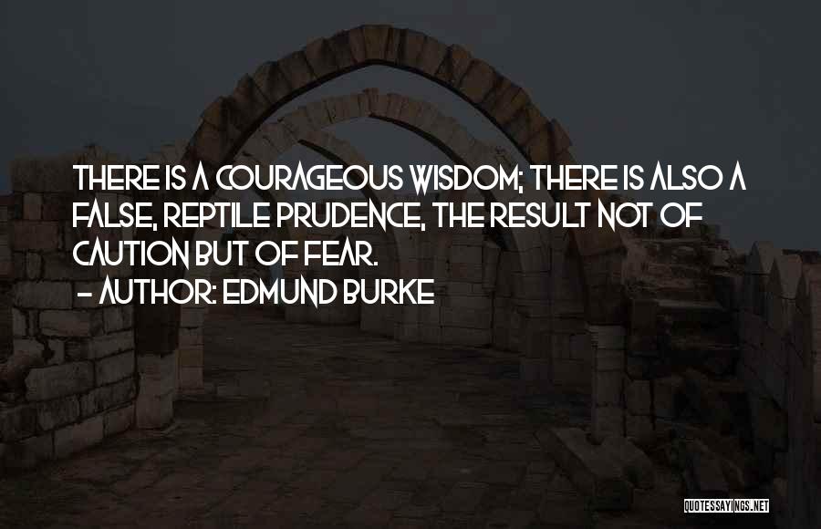 Edmund Burke Quotes: There Is A Courageous Wisdom; There Is Also A False, Reptile Prudence, The Result Not Of Caution But Of Fear.