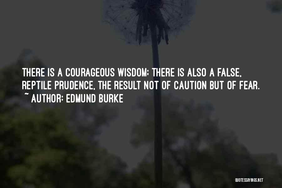 Edmund Burke Quotes: There Is A Courageous Wisdom; There Is Also A False, Reptile Prudence, The Result Not Of Caution But Of Fear.