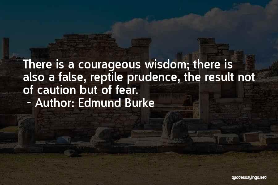 Edmund Burke Quotes: There Is A Courageous Wisdom; There Is Also A False, Reptile Prudence, The Result Not Of Caution But Of Fear.