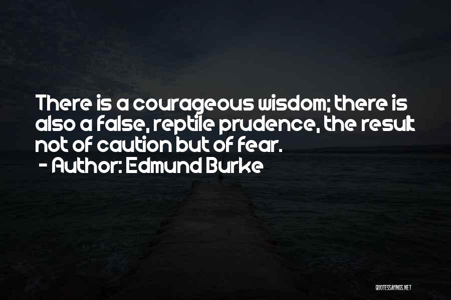 Edmund Burke Quotes: There Is A Courageous Wisdom; There Is Also A False, Reptile Prudence, The Result Not Of Caution But Of Fear.