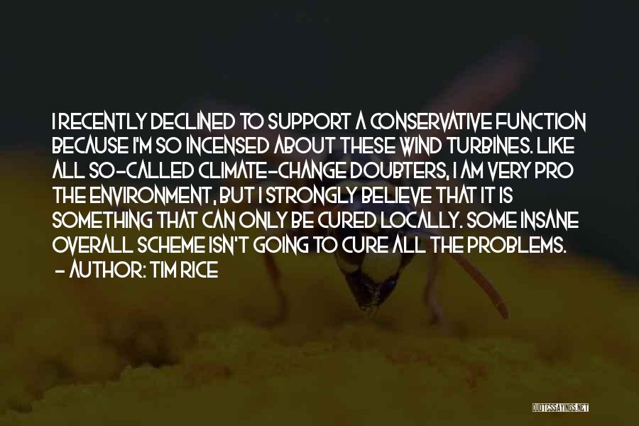 Tim Rice Quotes: I Recently Declined To Support A Conservative Function Because I'm So Incensed About These Wind Turbines. Like All So-called Climate-change