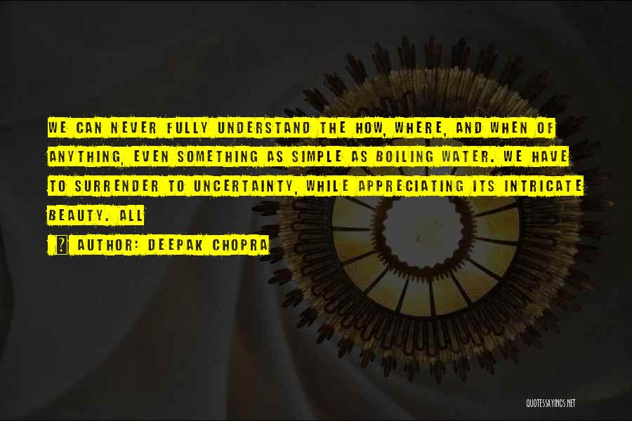 Deepak Chopra Quotes: We Can Never Fully Understand The How, Where, And When Of Anything, Even Something As Simple As Boiling Water. We