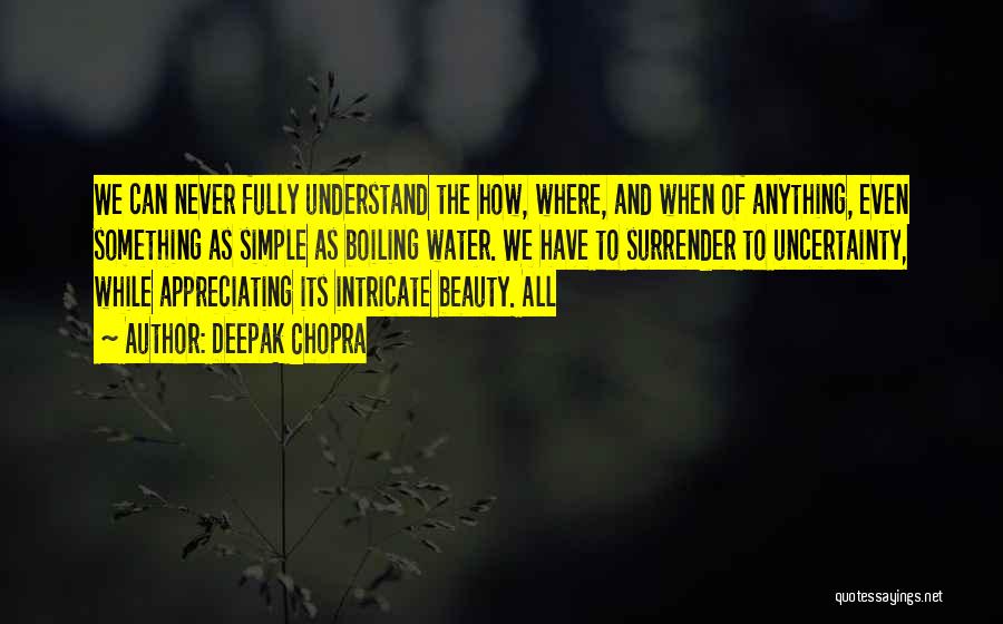 Deepak Chopra Quotes: We Can Never Fully Understand The How, Where, And When Of Anything, Even Something As Simple As Boiling Water. We